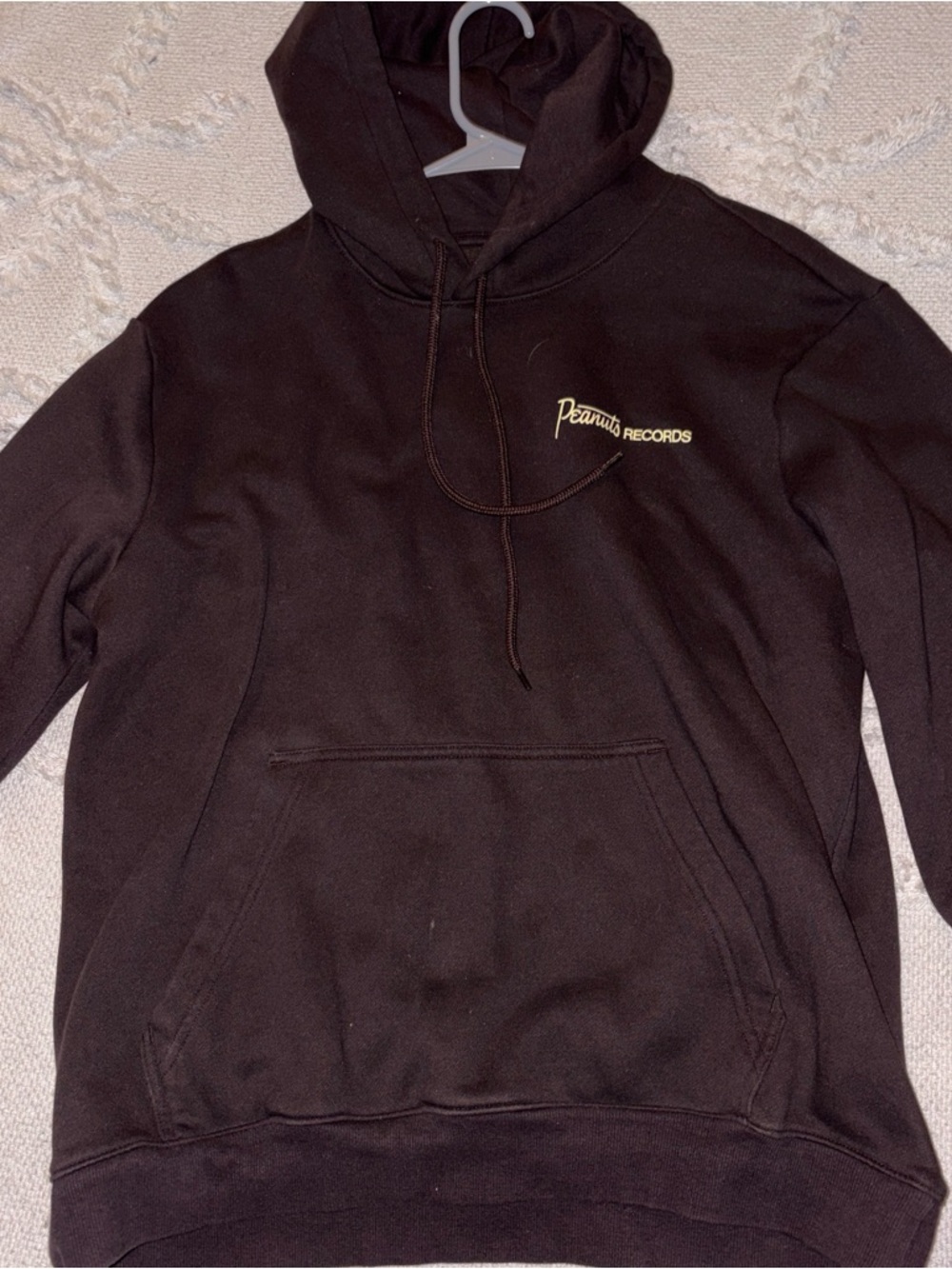 Peanuts Brown Pullover Hoodie with Small Yellow Logo